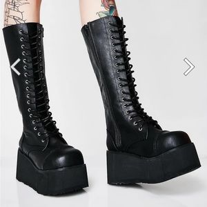 Demonia Stomp You Out Black Platform Boots